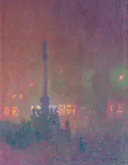 Charles Johann Palmié, München bei Nacht - Marienplatz, 1908, Oil on canvas