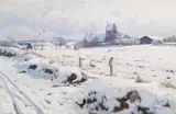 Winterlandschaft (Holmstrup) by Peder (Peder Mørk Mønsted) Mönsted, 1927, Oil on canvas, sold Dec 2024