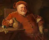 Eduard von Grützner, Falstaff mit Krug und Würfelspiel