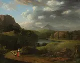 Jacob Wilhelm Mechau, Campagnalandschaft mit Wanderern, Um 1780/90, Oil on canvas