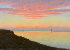 Albert Wang, Küstenlandschaft im Abendrot, Um 1900-1920, Oil on canvas