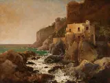 Wilhelm Schirmer, Küste bei Amalfi, Um 1830, Oil on paper, laminated on cardboard