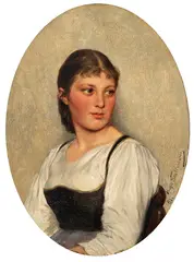 Hugo Kauffmann, Mädel im Dirndl, 1881, Oil on panel