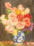 Hans Unger, Üppiges Blumenstillleben, Um 1922, Oil on cardboard