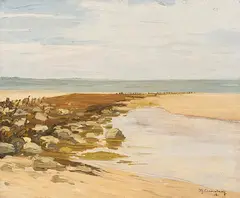 Max Clarenbach, Nordseestrand - Vlissingen, 1918, Oil on canvas, laminated on cardboard