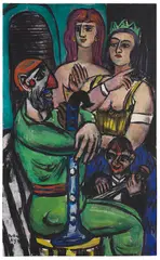 Max Beckmann, Großer Clown mit Frauen und kleiner Clown, 1950, Oil on canvas