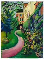 August Macke, Unser Garten mit blühenden Rabatten, 1912, Oil on canvas