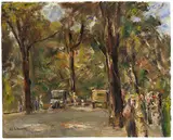 Max Liebermann, Allee mit Spaziergängern und Automobilen, 1924, Oil on canvas