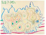 Pablo Picasso, Nu couché, 1970, Colored chalk drawing