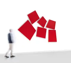 Imi Knoebel, Kadmiumrot R (R1-R6), 1975/1988, Acrylic on panel, in 6 parts