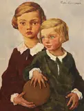 Lotte Laserstein, Porträt Katharina und Anne-Marie Riedl, Ca. 1932, Oil on panel