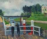 Philipp Franck, Auf der Landungsbrücke, 1906, Oil on canvas