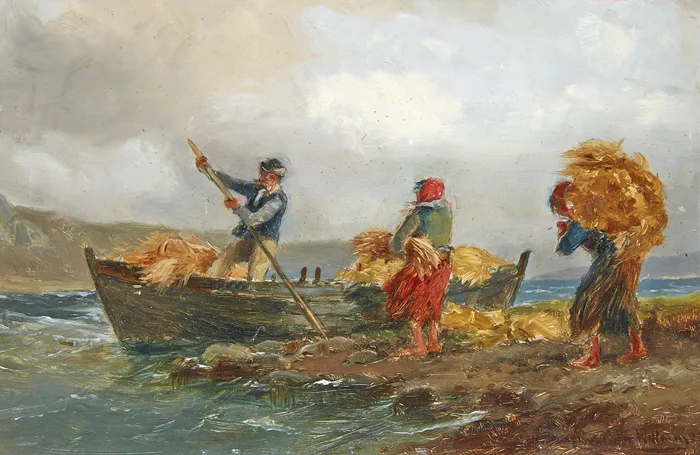 LOADING OF HAY by Alexander Williams, oil on board, sold Sep 2014
