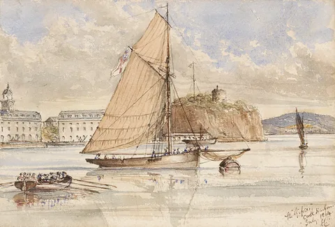 John Corbett, THE 'GIPSEE', CORK HARBOUR, 1864, watercolour and pencil