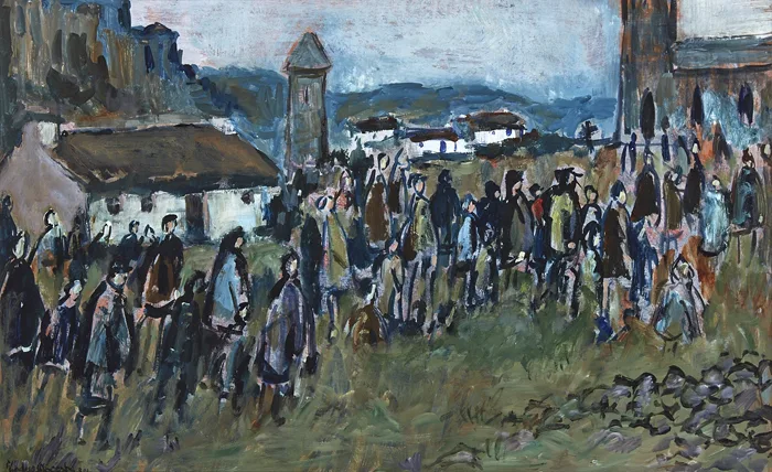 CHURCHGOERS, KERRY by Gladys Maccabe, oil on board, offered Sep 2014