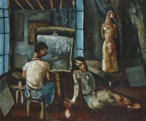 Daniel O'Neill, STUDIO INTERIOR, oil on board
