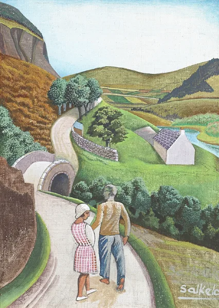 Cecil Ffrench Salkeld, A WALK IN GLENCREE, oil and pencil on canvas laid on board
