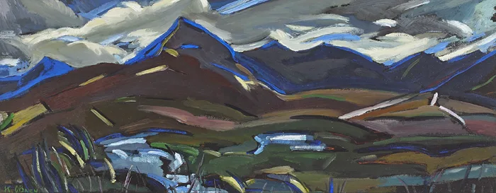 BLACK MOUNTAIN IN DINGLE by Kitty Wilmer O'Brien, oil on board, sold Sep 2014