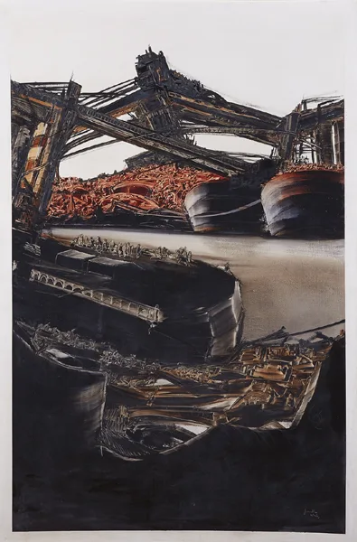 WHARF MISCELLANY by Jonathan Wade, oil on canvas, sold Sep 2014