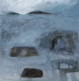 Padraig Macmiadhachain, TWO CURRAGHS ON A REMOTE BEACH, THE MULLET, COUNTY MAYO