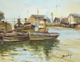 Ronald Ossory Dunlop, FISHING BOATS IN A HARBOUR