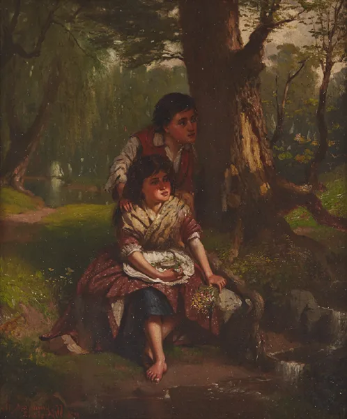 John Mulvany, WATCHING THE BIRDS, 1877, oil on canvas