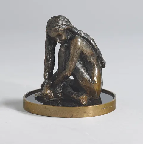 SEATED GIRL by Rowan Gillespie, 1982, bronze; (no. 4 from an edition of 9), sold Sep 2014