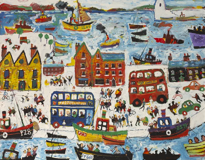 HARBOUR SCENE by Simeon Stafford, 1991, oil on canvas, sold Sep 2014