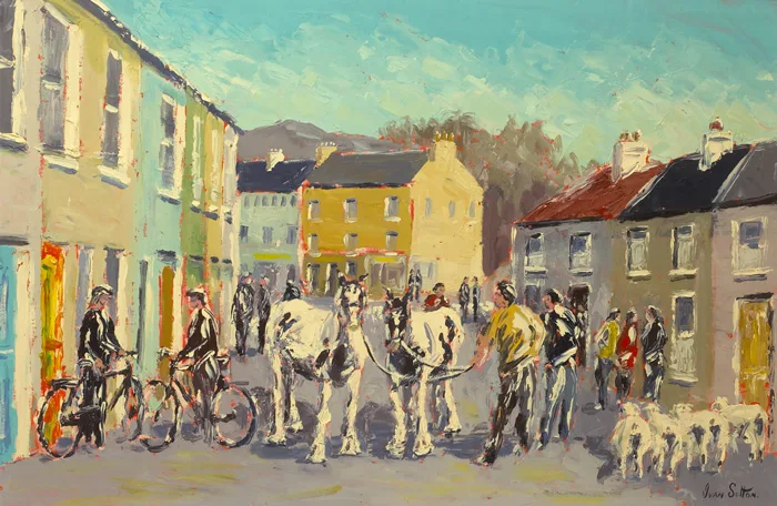 FAIR DAY, CLIFDEN, COUNTY GALWAY by Ivan Sutton, oil on canvas board, offered May 2013