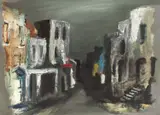 Séamus Ó Colmáin, ECHOES", DUBLIN STREET SCENE, c.1960"