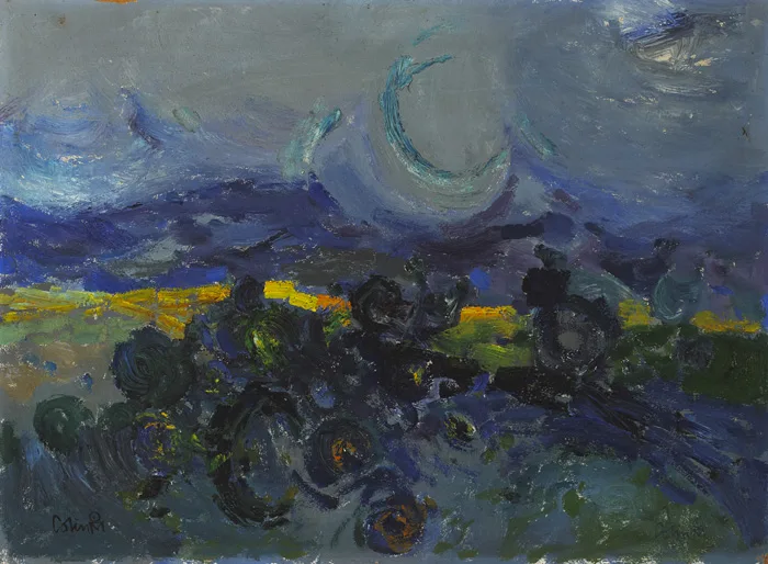 EVENING: CASTLEWELLAN [COUNTY DOWN] by Colin Middleton, 1964, oil on board, sold May 2013