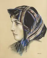 Seán Keating, WOMAN WITH HEADSCARF, c. late 1950s