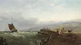 Edwin Hayes, FISHING BOAT APPROACHING A PIER IN HEAVY SEAS