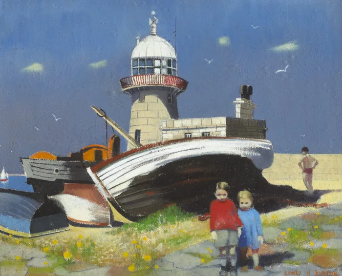 LIGHTHOUSE AT HOWTH, c. mid 1950s by Henry H. Burton, oil on board, sold May 2013