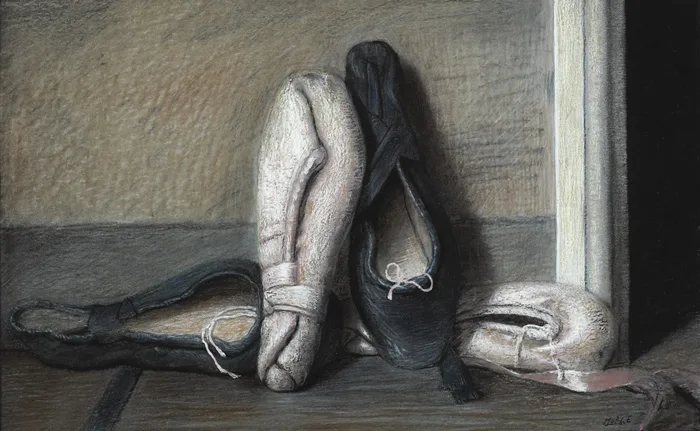 Stuart Morle, POINTE SHOES, 2012, coloured pencil and white gouache