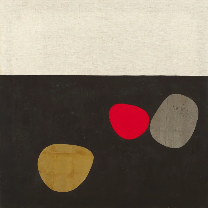GOLD AND SILVER PAINTING by Patrick Scott, oil with gold leaf on canvas, sold Oct 2012