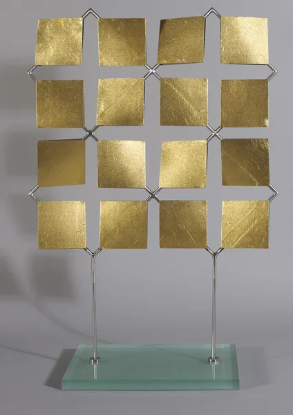 Patrick Scott, UNTITLED, 2007, stainless steel sculpture with gold leaf; (artist's proof, from an edition of 12)