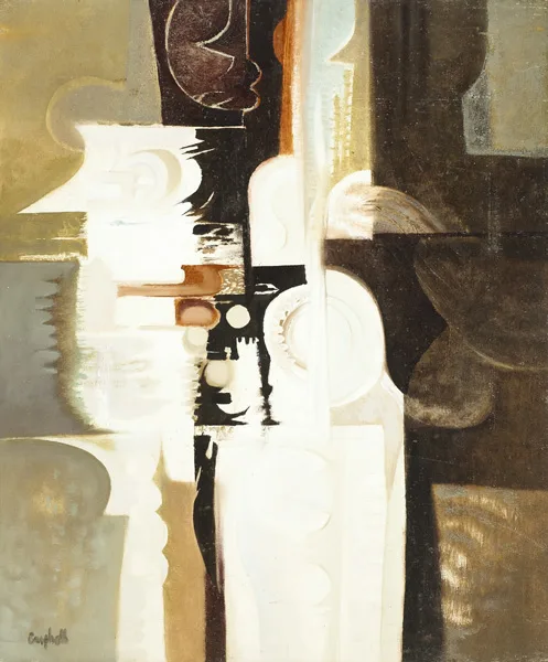 SEDATE FORMS by George Campbell, oil on canvas board, offered Oct 2012
