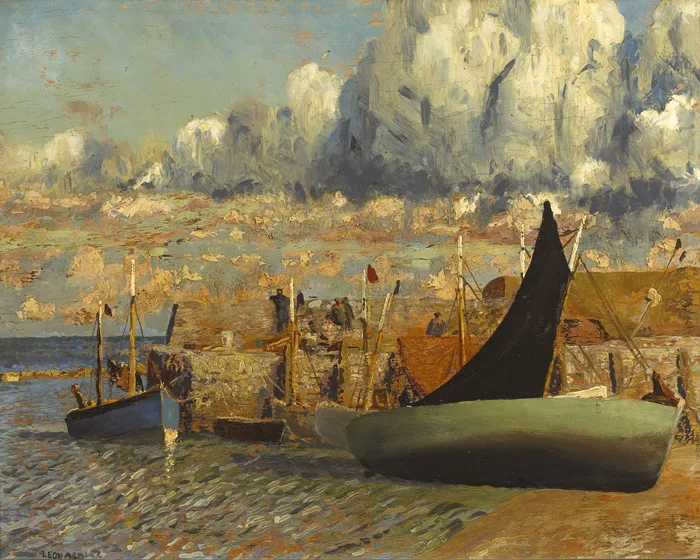 RUSH HARBOUR by Patrick Leonard, 1963, oil on board, sold Oct 2012