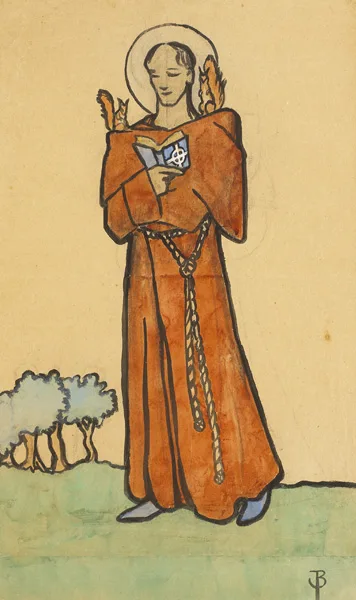 SAINT COLUMBANUS by Jack Butler Yeats, c.1903, gouache on card, offered Oct 2012