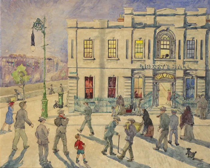 LIBERTY HALL, DUBLIN (NIGHT) by Harry Kernoff, 1934, watercolour, offered Oct 2012