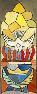 Evie Hone, DOVES WITH TONGUES OF FIRE, CARTOON FOR STAINED GLASS WINDOW, ALL HALLOWS CHURCH, WELLINGBOROUGH, NORTHAMPTONSHIRE