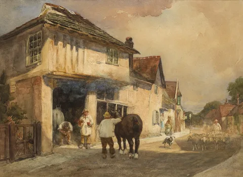 William Magrath, VIEW OF A BLACKSMITHS, THE OLD FORGE, STEYING, SUSSEX, watercolour