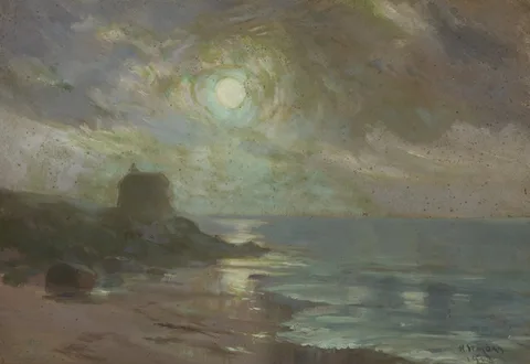 Henry William Moss, MOONLIGHT, PORTMARNOCK, 1913, oil on canvas