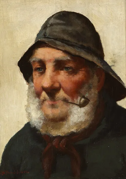 FISHERMAN AND HIS WIFE (A PAIR) by David W. Haddon, oil on board; (2), offered Oct 2012