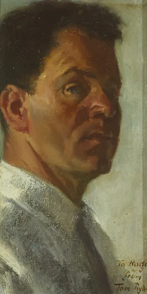 SELF PORTRAIT by Thomas Ryan, 1961, oil on board, sold Oct 2012