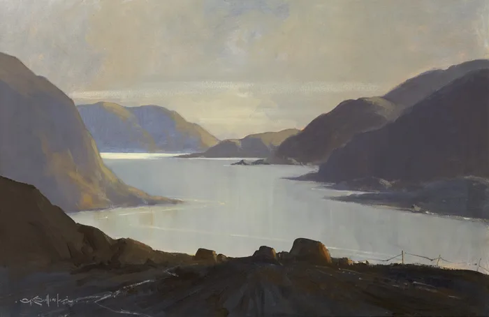 EVENING LIGHT, KILLARY, COUNTY GALWAY by George K. Gillespie, oil on canvas, sold Oct 2012