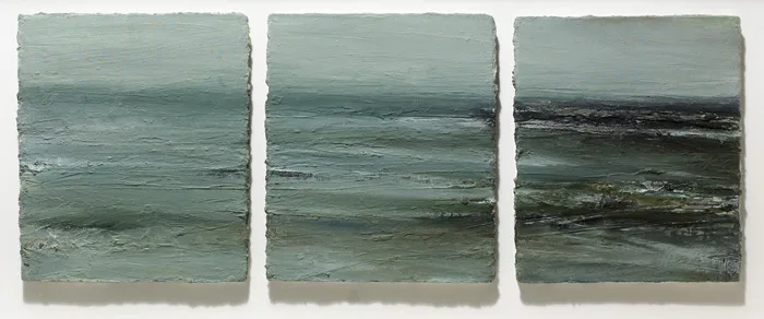 WINTER PORT, COUNTY DONEGAL by Mary Lohan, 1999, oil on board; (triptych), sold Oct 2012
