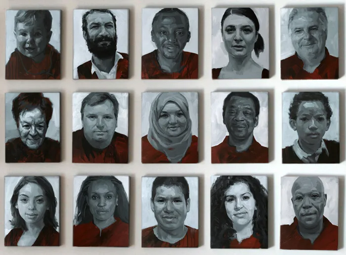 IMPORT by Cian McLoughlin, 2007, oil on canvas; (comprising 80 individual canvases), sold Oct 2012
