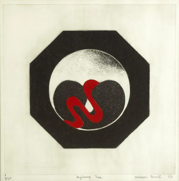 BEGINNING RED by Micheal Farrell, 1964, etching; (no. 6 from an edition of 20), offered Oct 2012